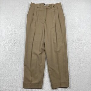 Jennifer Moore Pleated Wool Trousers Womens 14P Tan High Rise Straight Vintage